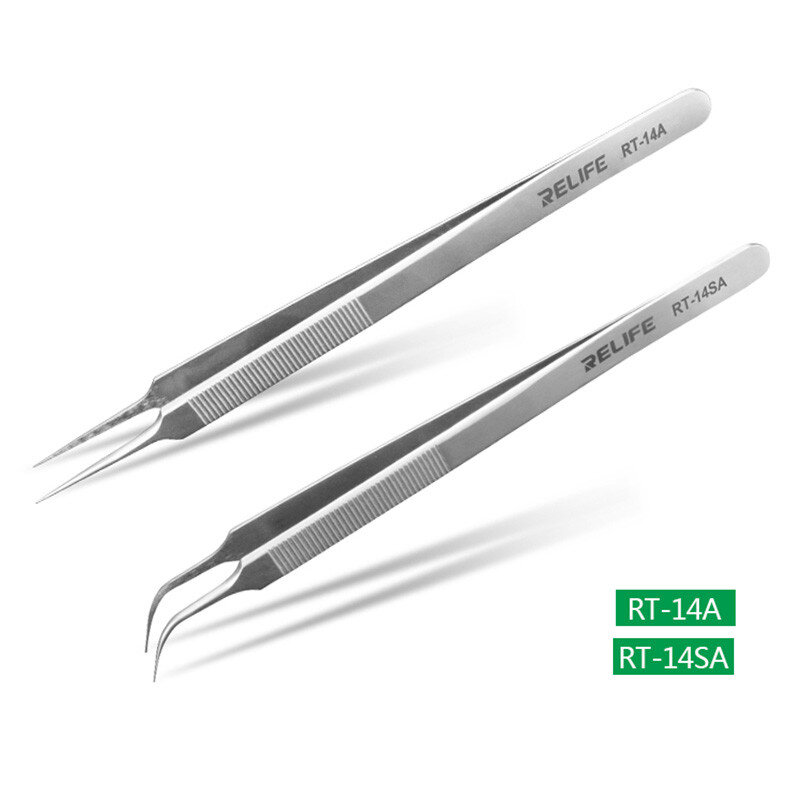 RELIFE RT-14A RT-14SA  High Hardness Maintenance Tweezers Anti-Static Straight Curved Phone CPU IC Repair Clips Hand Tool