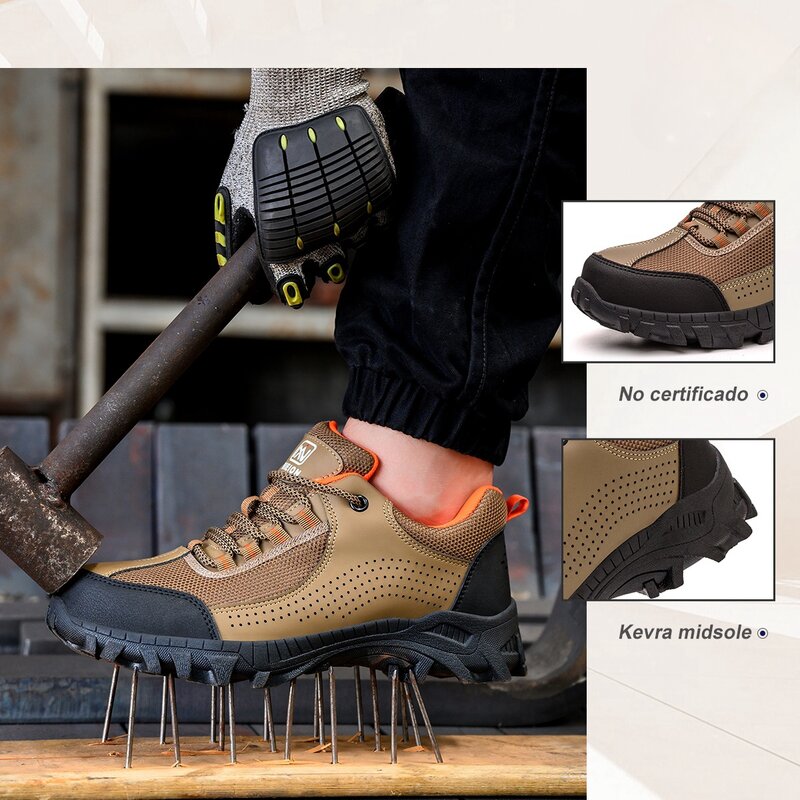 Sepatu keselamatan kerja pria, sepatu kerja dan industri Anti tusukan, sepatu kerja dengan pelindung jari kaki baja