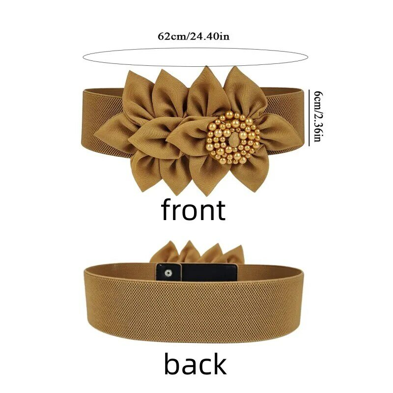 Cinturón elástico de flores grandes para mujer y niña, cinturones de corsé de Color sólido, bandas anchas, vestido decorativo, cinturilla elástica