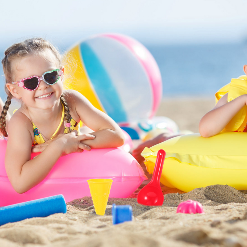 ชุดสกู๊ปกรวยไอศครีมของเล่นชายหาดสำหรับเด็ก5ชิ้นเล่นกลางแจ้งสำหรับเด็ก (สุ่มสี)