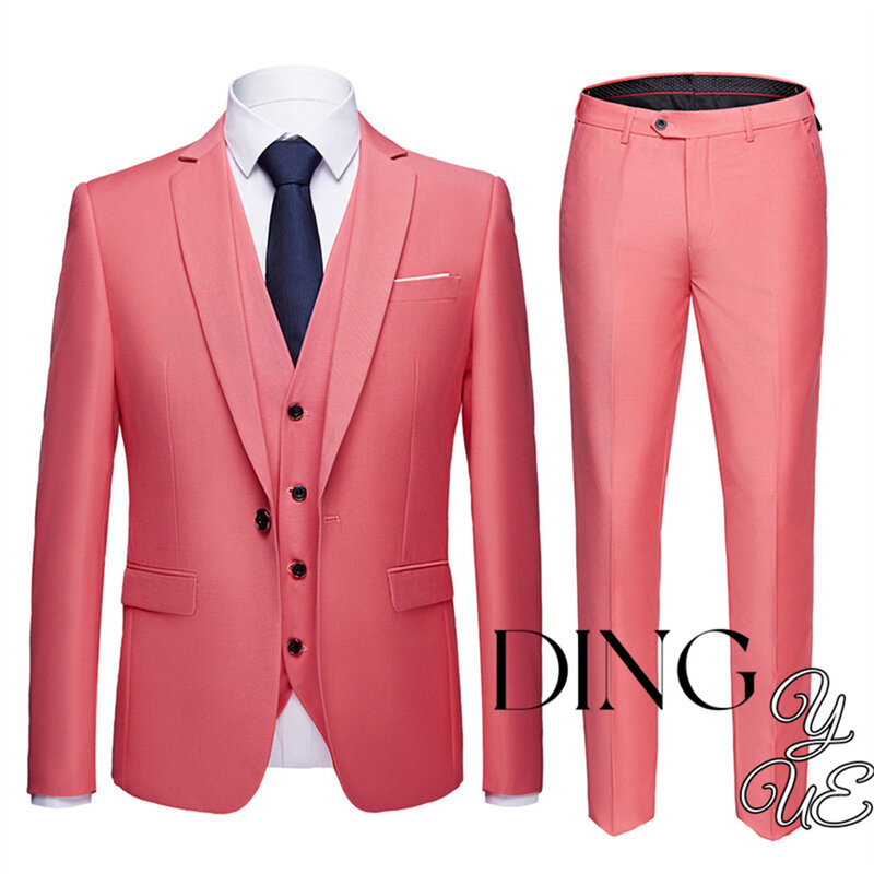 Classic Men Suit 3 pezzi Fashion Slim Fit Blazer Vest Pants Set smoking da sposa formale per uomo abbigliamento Casual