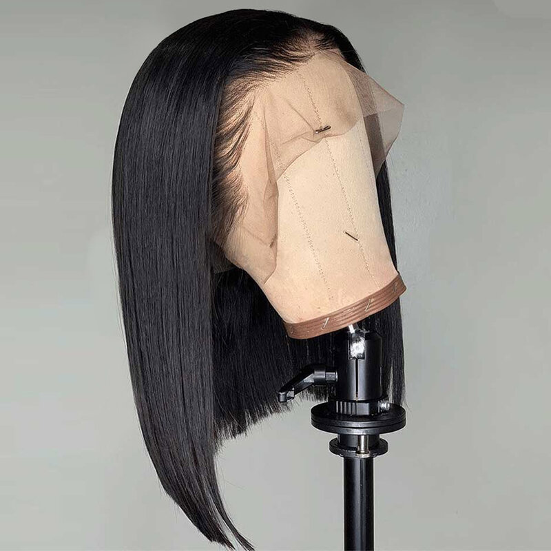 Pelucas de cabello humano para mujer, peluca con encaje frontal con densidad de 50% 180% 250%, cabello corto de estilo brasileño sin remy, de lazo de 13x4, tamaño de 8''-16''
