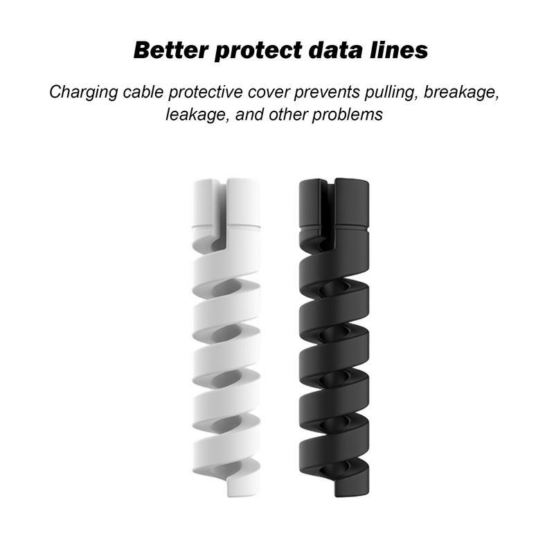 Data Cable Protector 6pcs Spiral Wire Protector Cable Wrap Protective Spiral Cord Saver Cartoon Cable Organizer For Cell Phones