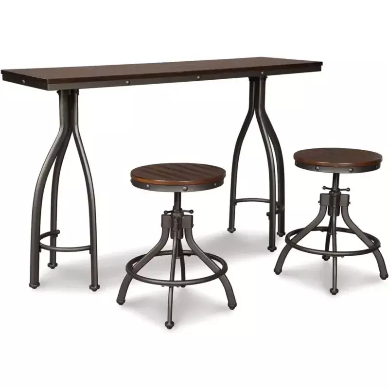 Urban Counter Height Dining Table Set, Home Bar Móveis, cinza, 2 Bar Stools