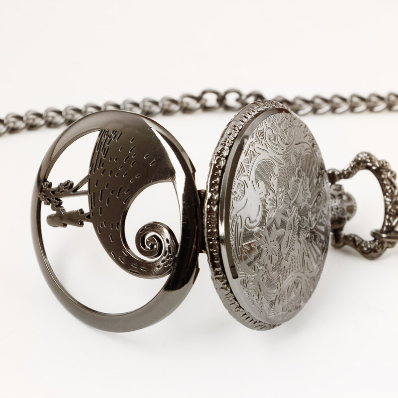 Vintage Couple Quartz Pocket Watch Necklace Punk Jewelry Pendant Day of the Dead Halloween Best Gift reloj de bolsillo