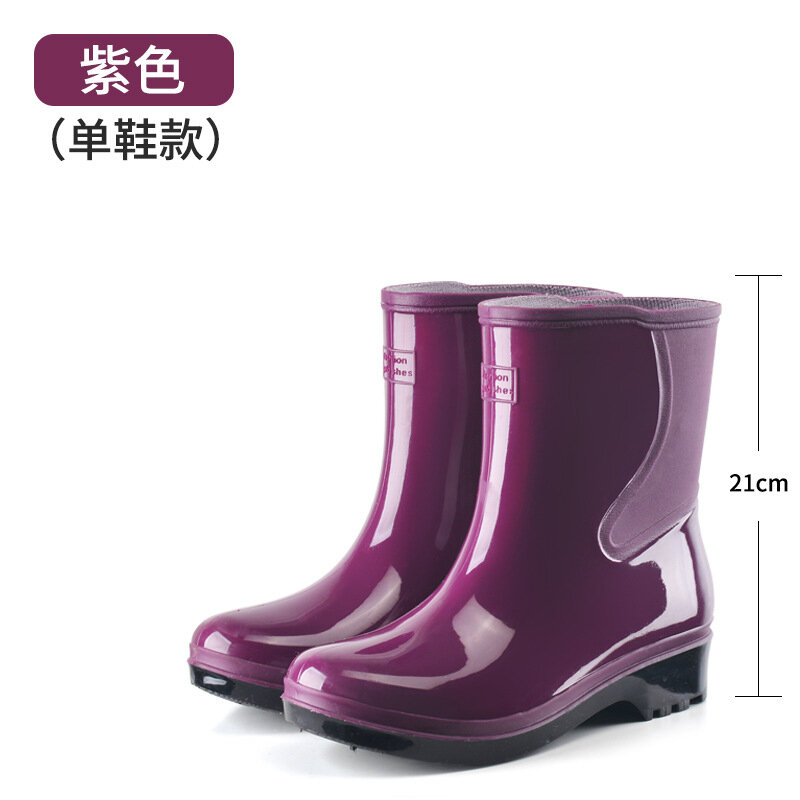 Mid-calf Rain Boots Women Platform Rubber Shoe Fashion Outdoor Slip on Rain Shoes Boots for Women Waterproof Work Botines Mujer