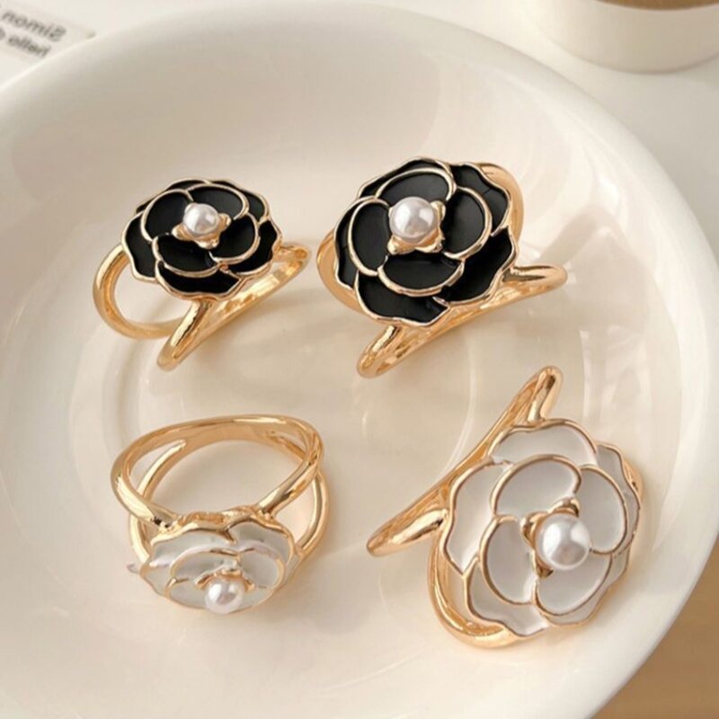 Simple Black/White Camellia Flower Belt Buckle Woman Belt Buckle Replacement Drop Shipping