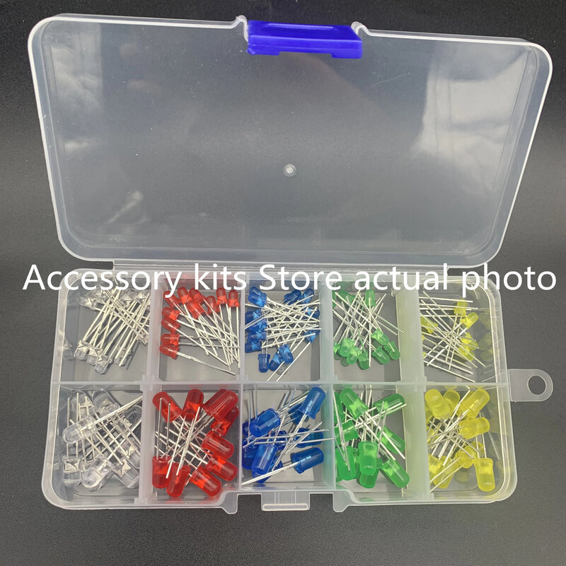 3mm 5mm LED Diode Assorted Kit, White Green Red Blue Yellow  F3 F5 Light Emitting DIY led lights Diodes electronic kit(10*10pcs)