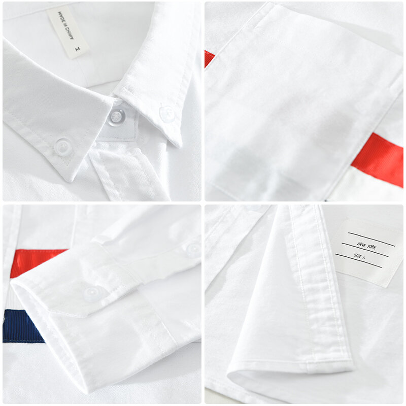 Mode Gestreept Patchwork Overhemd Met Lange Mouwen Voor Heren Nieuwe Losse Katoenen Casual Shirt Herenkleding