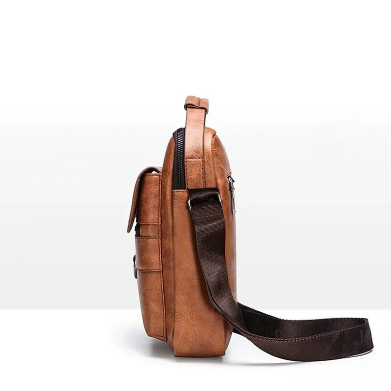 2024 Summer New Vintage Men Crossbody Bag Leather Shoulder Bag For Men Handbags Brown Black Business Messenger Bag Male Flap
