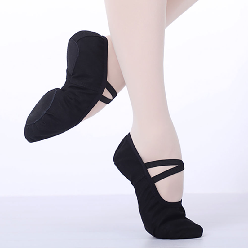 รองเท้าแตะสำหรับเต้นบัลเลต์ผ้าแคนวาสเนื้อนุ่มสำหรับเด็กรองเท้าบัลเลต์สำหรับ sepatu balet anak perempuan รองเท้าเต้นสำหรับผู้หญิง