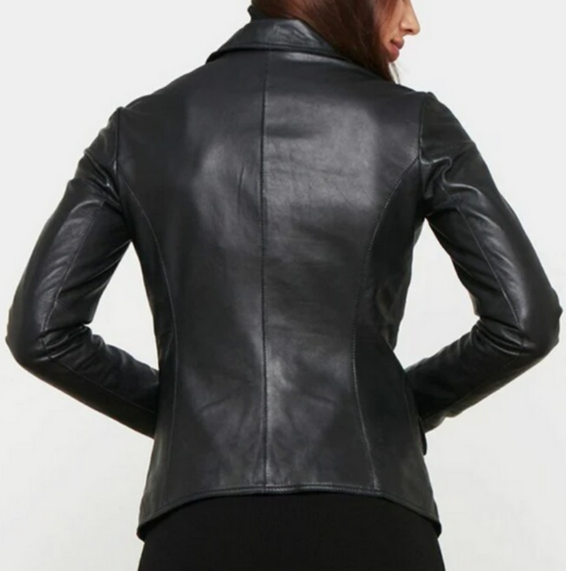 Nowa damska skórzana kurtka damska Biker czarna Moto oryginalna prawdziwa skóra jagnięca