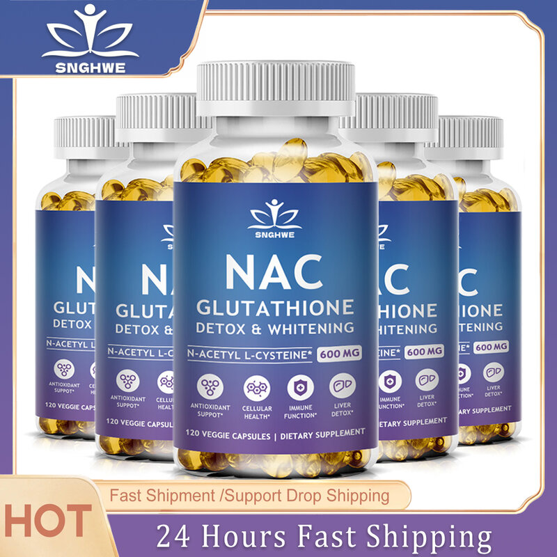 NAC N-ацетил цистеин в капсулах иммунный, антиоксидант для дыхательного состояния, добавки глютатиона без ГМО, без глютена
