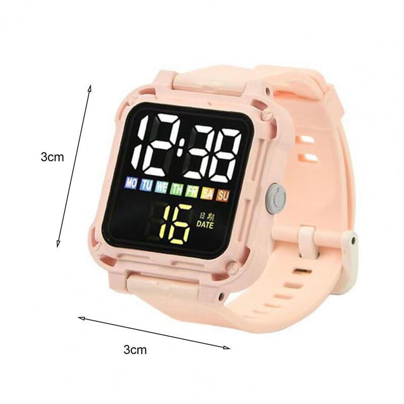 Modny zegarek sport LED zegarek elektroniczny zegarek wodoodporny zegarek z paskiem silikonowym kwadratowa tarcza dla studentów zegar elektroniczny
