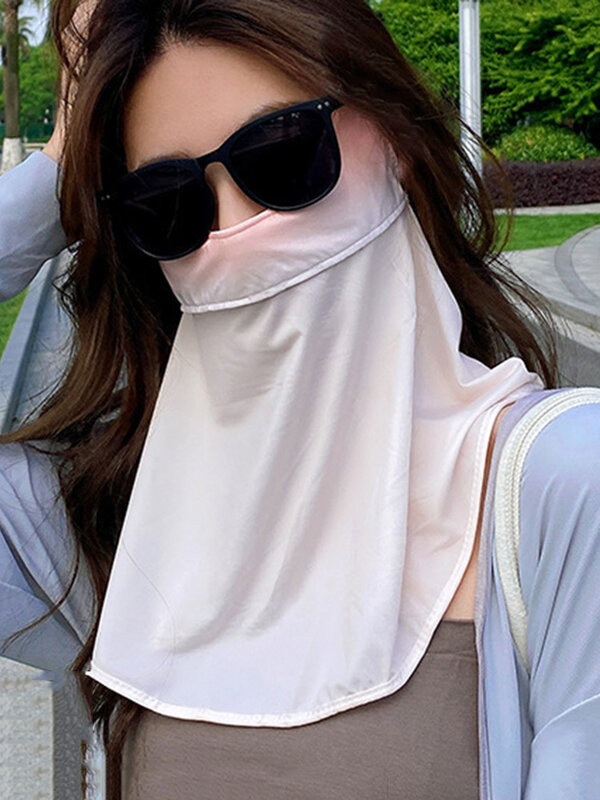 Máscara protetor solar de seda gelo para mulheres, Facekini verão anti-ultravioleta, poliéster respirável, venda quente, nova