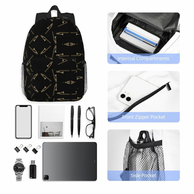 Черные рюкзаки тромбон для подростков, Мультяшные школьные ранцы для учеников, дорожный ранец на плечо, вместительная сумка