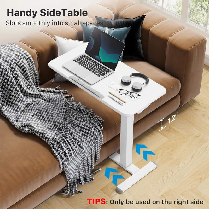 Передвижной стоячий стол, регулируемый по высоте стол для ноутбука, наклонный стол на 90 ° над прикроватным столиком, искусственный