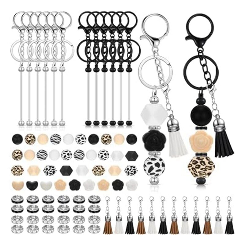 Beaded Keychain Accessories Set For Keychain Making Kit DIY Craft Easy Install Easy To Use