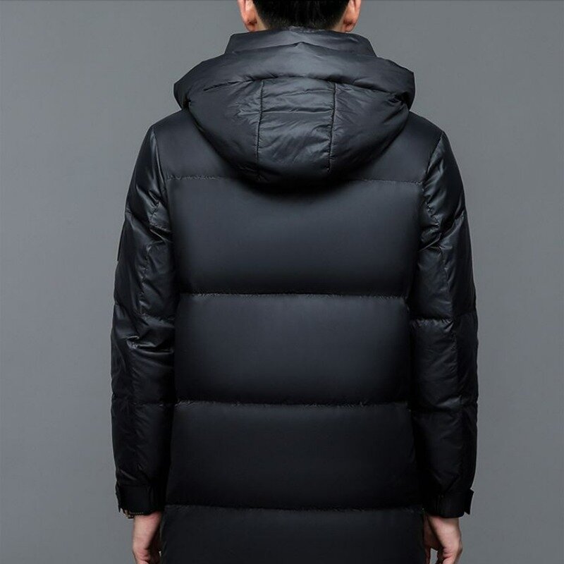 남성용 중간 길이 후드 코트, 두껍고 따뜻한 재킷, 블랙 골드 화이트 덕 다운 재킷, 청년 및 중년 파카, 2023 신상