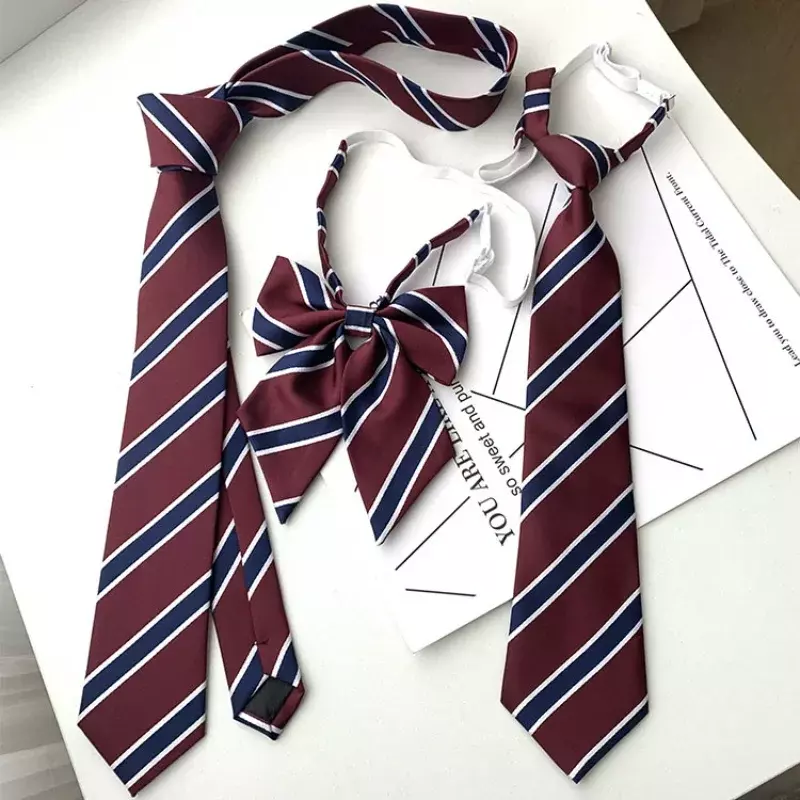 Japanese JK Tie Female Clothes Accessories Decorate Student Uniform Bow Tie Hand College Style Red Striped Ties for Girls