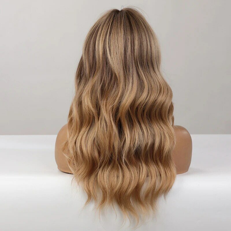 Extensão de cabelo ondulado personalizado com ar, linho dourado, peruca elegante estilo simples, adereços para mulheres meninas, desgaste e ir, perucas sem cola