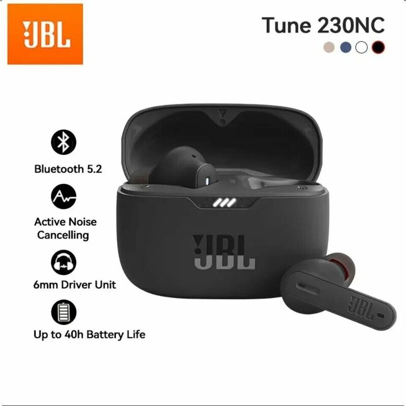 JBL Tune 230NC TWS Fones De Ouvido Sem Fio Bluetooth, Sports Game Music Headset, Fone De Ouvido Subwoofer, Original HK Edition