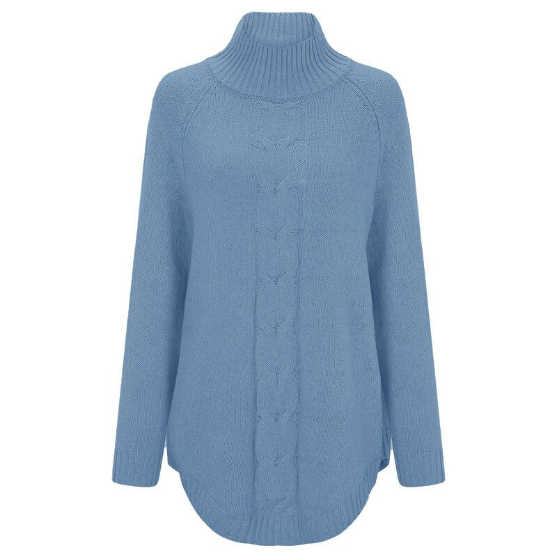 2023 wiosenny jesienny akrylowy damski sweter z golfem z długim rękawem sweter z dzianiny jednolity, asymetryczny moda uliczna