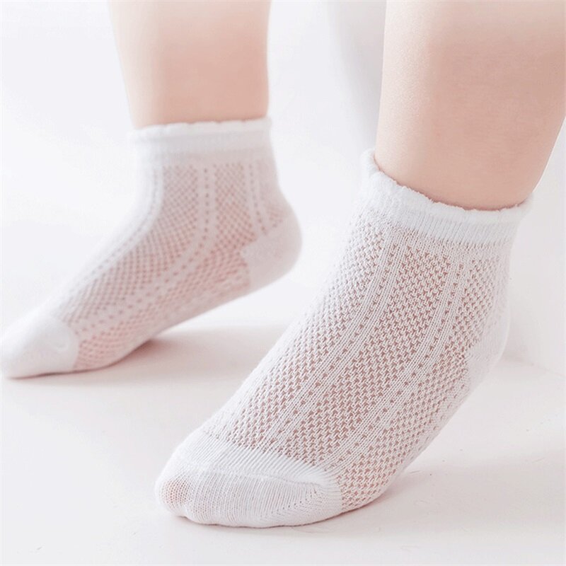Kaus kaki jala tipis bayi lelaki perempuan, kaos kaki pergelangan kaki kasual Anti Slip musim panas untuk bayi baru lahir dan balita