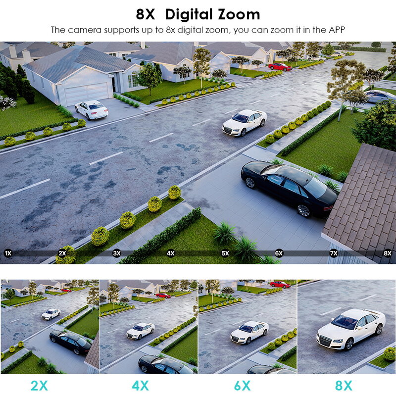 Câmera de Vigilância por Vídeo, Dual Lens, Zoom Híbrido 8X, IP PTZ, WiFi, Detecção Humana, P2P Áudio, 8MP, 4K, 2.8mm, 12mm