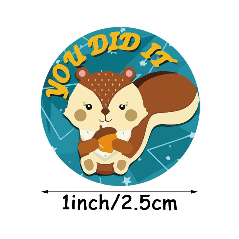 50-500pcs  Animals Cartoon Stickers For Kids Toys Label School Teacher Reward Sticker 1inch Pattern Motivational Sticker