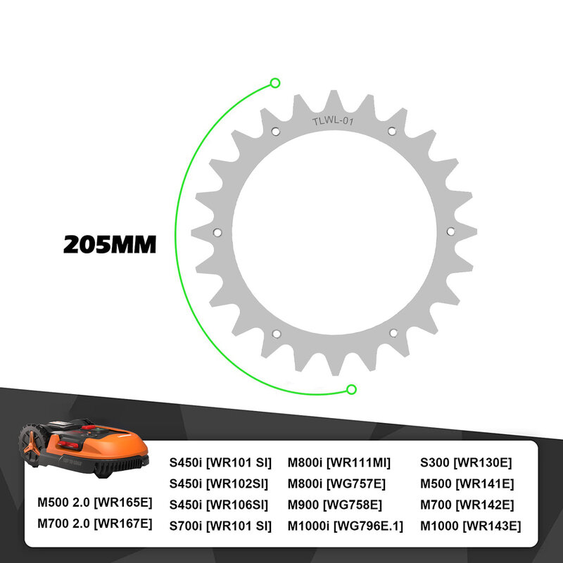 Parti di chiodi Kit ruota di trazione trazione utensile in acciaio inossidabile ruote ausiliarie 205*205 MM per Worx Plus S/M migliorato
