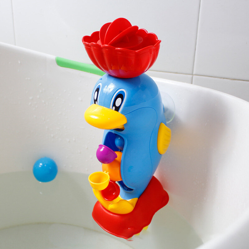 Baby Shower Bath Toys Cute Yellow Duck Water Wheel Toys For Children Toys Spray Water Elephant Tool Faucet Baby Bathing