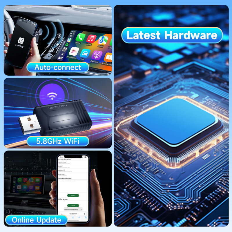 HEYINCAR-Adaptateur CarPlay sans fil 2 en 1, Android Auto, pour MG, ZS, EV, MULAN, MG4, MG5, EHS, MARVEL R, Prévention US, 2024