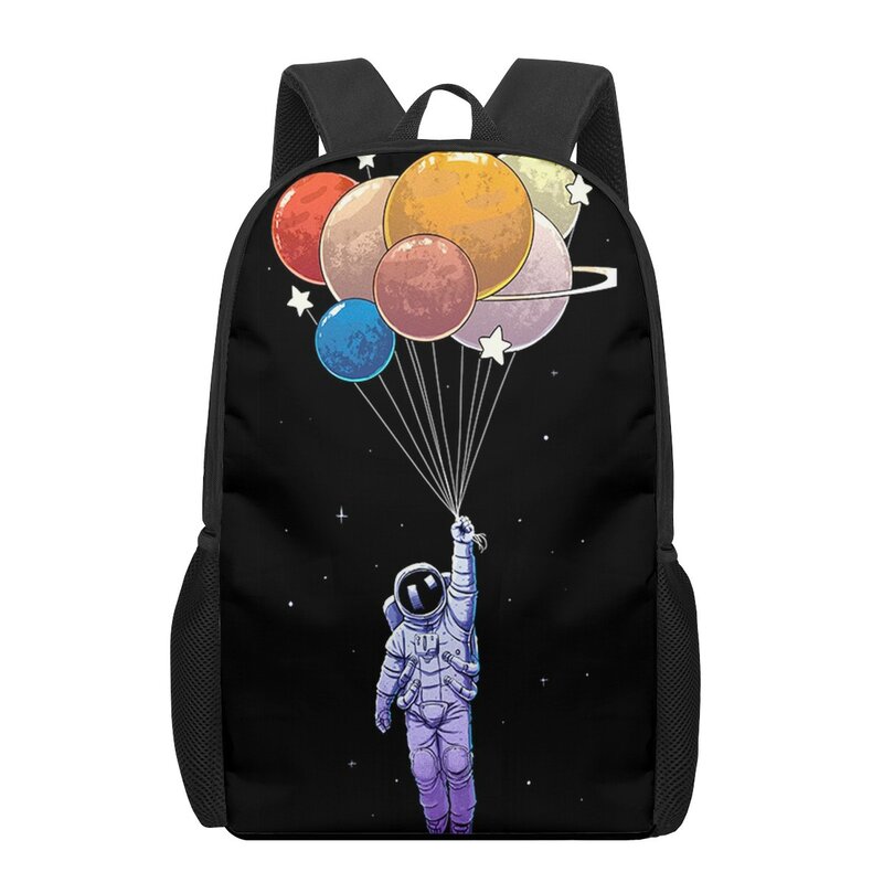 Grande capacidade 3D Print mochilas escolares para crianças, criatividade, espaço, astronauta, universo padrão, mochilas para meninos e meninas