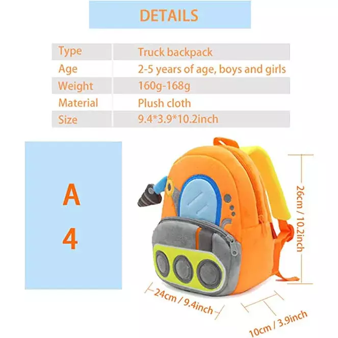 Рюкзак с персональным текстом, милый плюшевый школьный рюкзак с грузовиком-подъемником для транспортных средств, легкий рюкзак для мальчиков и девочек