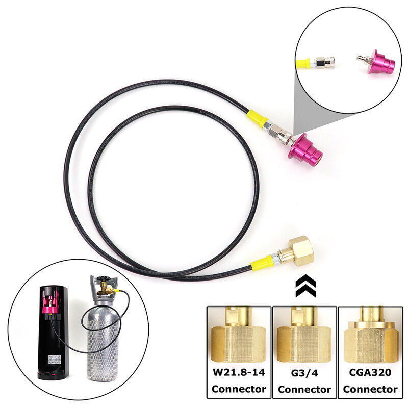 New SODA Terra DUO Art To External Co2 Tank Fill Adapter Hose Kit Fit Sodastream With W21.8-14 Or CGA320 G3/4 Connector