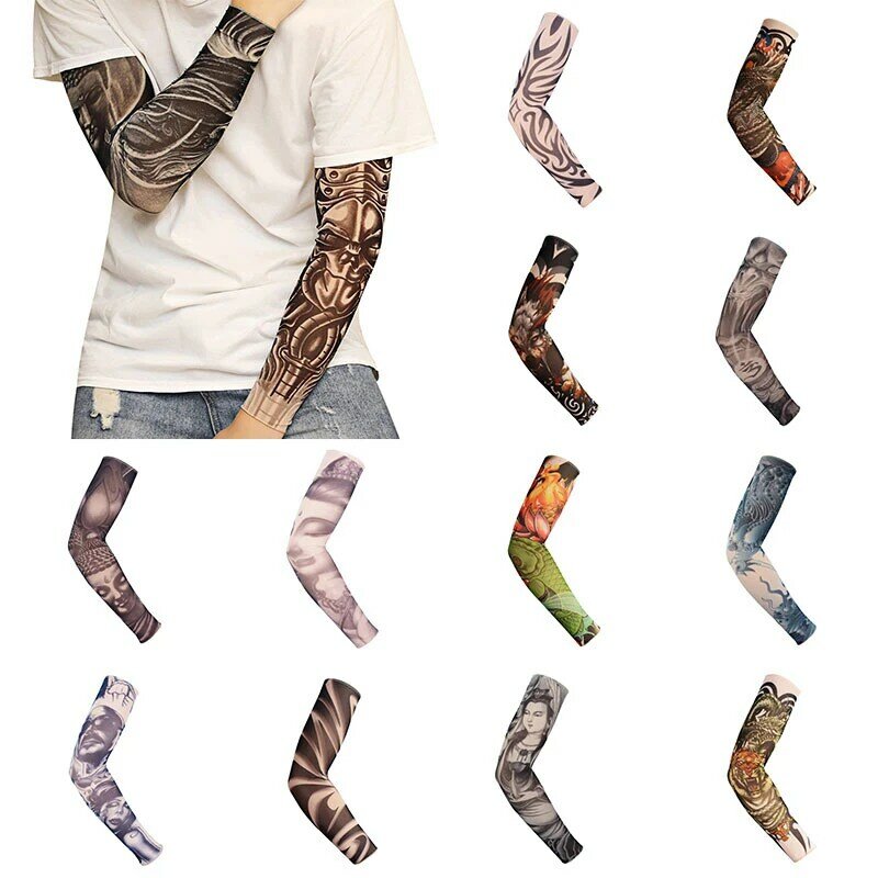 1 PC Summer Outdoor Riding Flower Arm Tattoo Sleeve sport Travel Fishing protezione solare Tattoo Sleeve Arm Guard