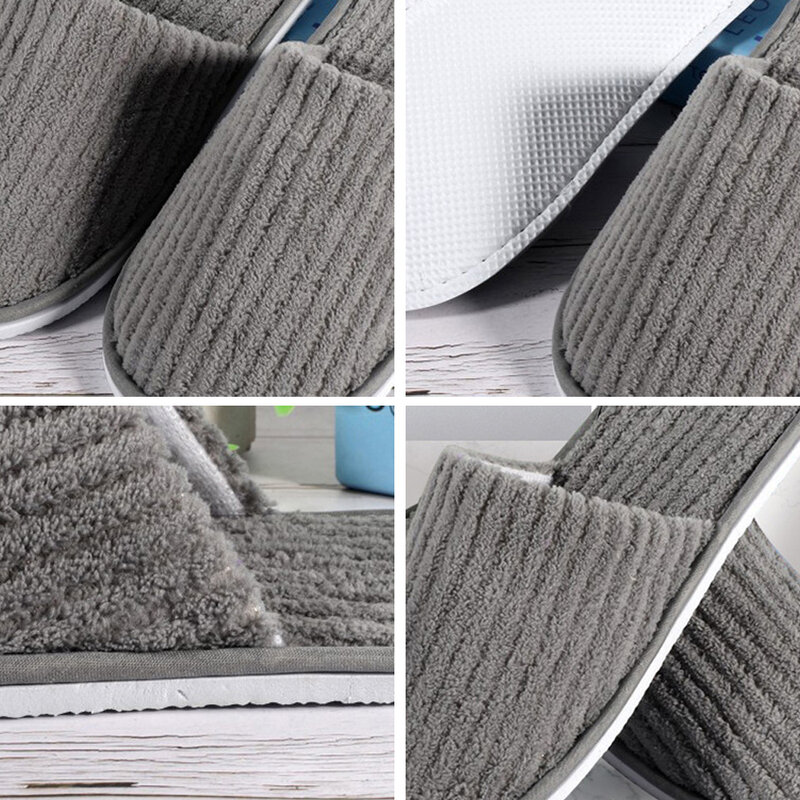 3 Pairs Hotel Travel Disposable Slippers Winter Warm House Spa Slippers Men Women High Quality Nonslip Home Slippers Guest Use