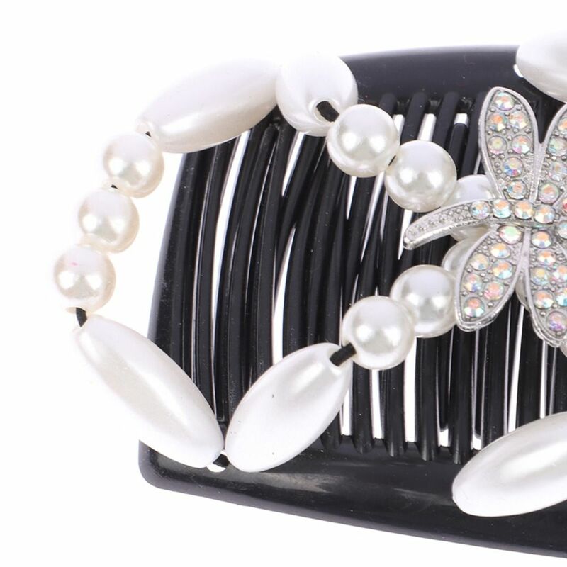 DIY Ponytail Holder Elastic Hairpin Stretch Magic Hair Comb Beaded Hair Claws Double Comb Beaded Hair Clip