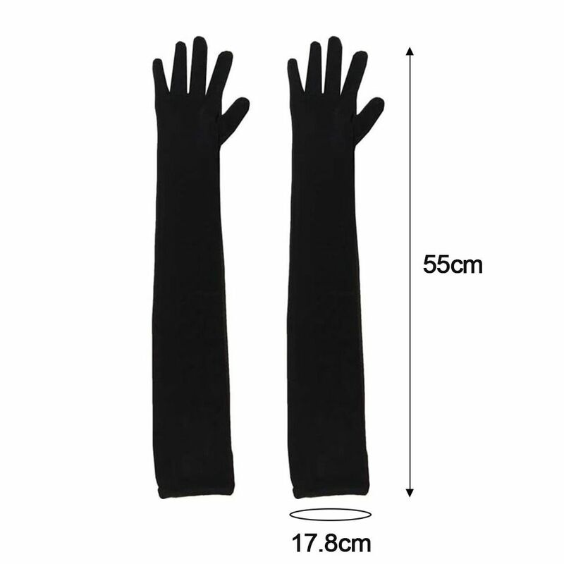 Сетчатые прозрачные перчатки, эластичные бесшовные длинные перчатки и варежки, защита от солнца, 55 см, летние тонкие перчатки для женщин
