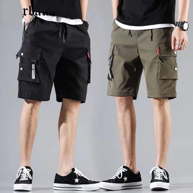 Shorts masculinos casuais de verão, calças soltas, tendência na versão coreana das calças, moda instagram, verão