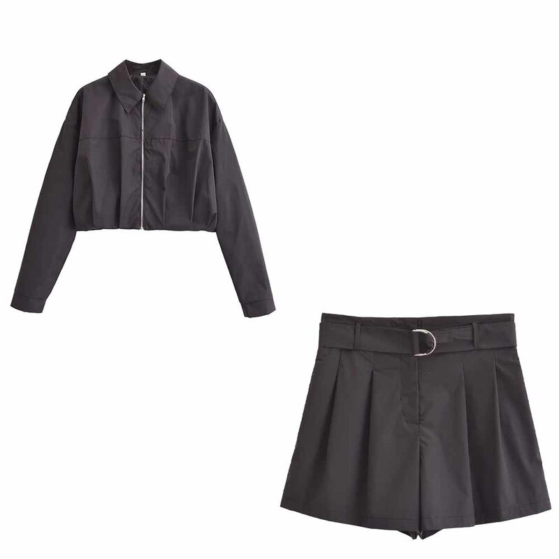 Conjunto de chaqueta de lluvia para mujer, pantalones cortos a prueba de lluvia, traje de moda para mujer, 2 piezas, 2024