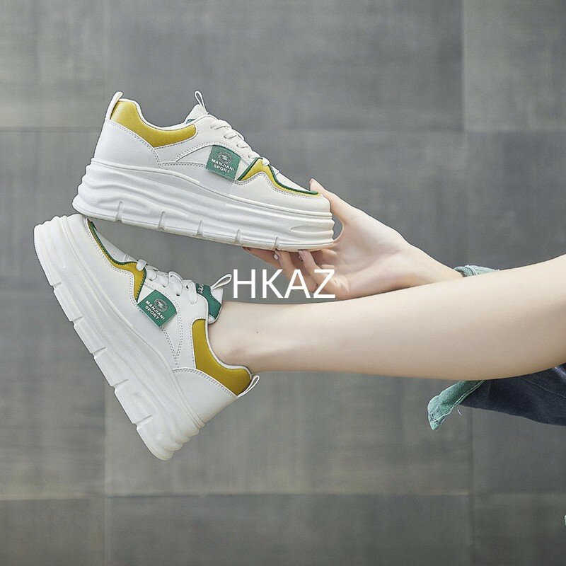 Platform Sports Shoes Woman Fashion Sports White Shoes Trendy Low-cut Mesh Woman Breathable Elastic Sneakers New Spring Summer