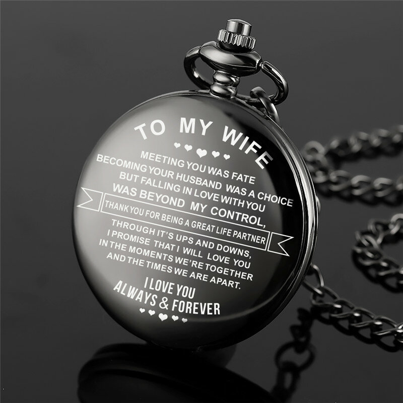ساعة جيب كوارتز نسائية ، أنا أحبك دائمًا تصميم إلى الأبد ، سلسلة فوب ، تناظرية ، أفضل هدية للزوجين ، حبيب ، لزوجتي ، أنا أحبك