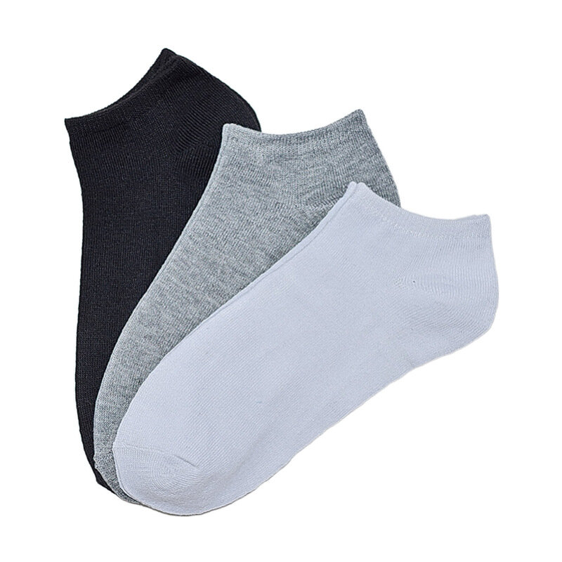 Chaussettes basses respirantes en coton pour hommes et femmes, chaussettes courtes invisibles, chaussettes de sport, document solide, noir blanc et gris, 5 paires
