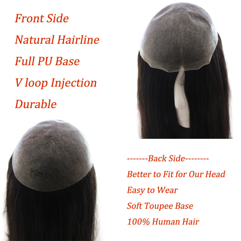 Женский парик Full PU V Loop инъекции человеческие волосы парики индийские волосы расширение система волос коричневые волосы Topper естественного цвета 613