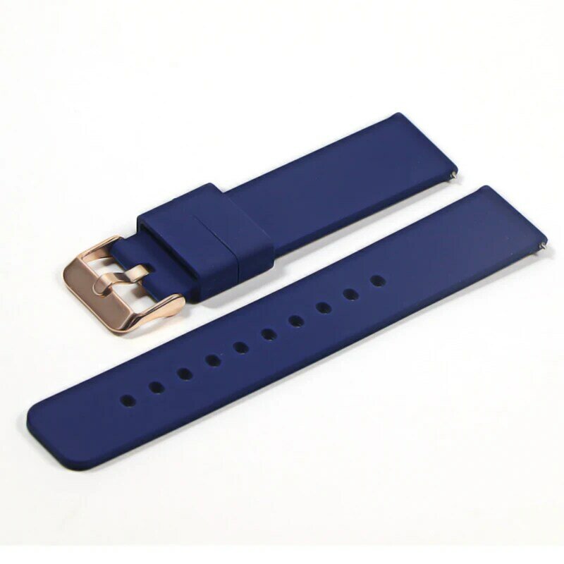 Bracelet de montre en caoutchouc de Silicone pour hommes et femmes, 16mm, 18mm, 20mm, 22mm, boucle polie, étanche