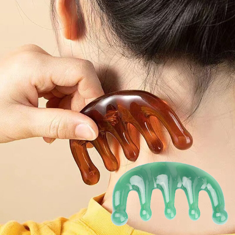 Five Teeth Meridian Massage Comb Resin Big Teeth Head Acupoint Therapy Artifact Claws Decompression Portable Scalp Comb