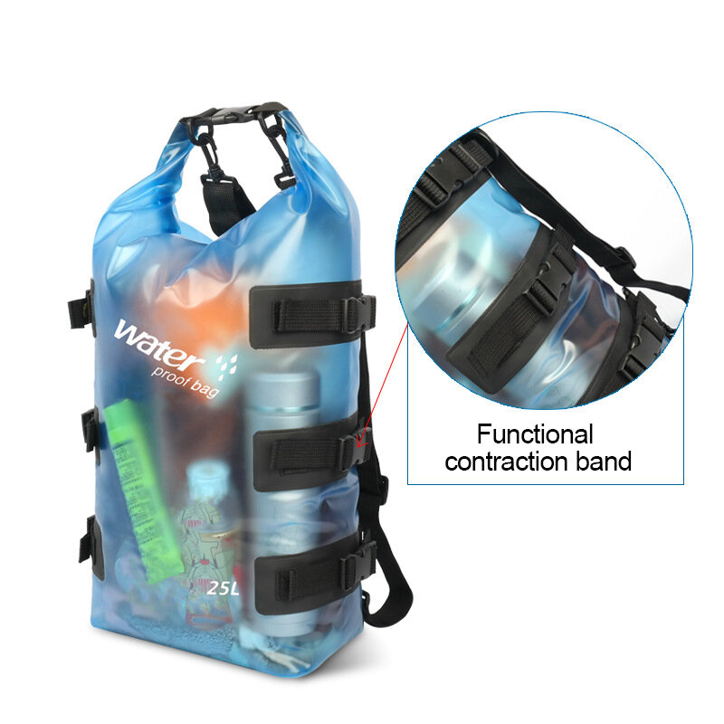 25L PVC torba pływająca Translucent Slim wodoodporny plecak na kajak kajak Rafting pływanie zestaw podróżny worek plecak