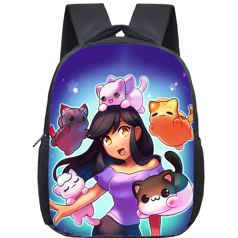 Leve Aphmau Print mochila escolar para crianças pré-escolares, jardim de infância bookbags, saco dos desenhos animados para meninos e meninas, alta qualidade